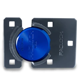 PACLOCK's UCS-7A/775 Hasp and Puck Combo Kit, High Performance 6-Pin Cylinder, One Lock Keyed to a Number U-Pick! w/ 2 Keys, Blue Anod. Puck, Double Coated Grey Hasp