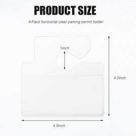 MTRPS 4 PCS Clear Parking Permit Holder, Horizontal Parking Lot Pass Rear View Mirror Hanger, Transparent Hang Tag Card Holder for Car Passes Stickers Permits, Car Accessories