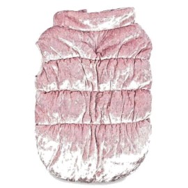 SimplyDog Simply Dog Pink Puffy Shirred Velour Pull-On Puppy/Dog Coat/Jacket, Small