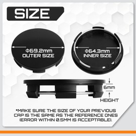 ME 2.7Inch 69MM Wheel Center Caps for Honda Accord Civic CRV Pilot Rim Hub Caps 44732 S9A A00, Pack of 4 (Matte Black, Outer 69MM, Inner 64MM)