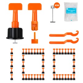 Storystore Tile Leveling System Kit, 100 PCS 1/16'' Levelers, 500 PCS Spacer Clips and 50 Steel Wedges and 2 Wrenches, Reusable Tile Spacers Leveling System for Walls & Floors Installation
