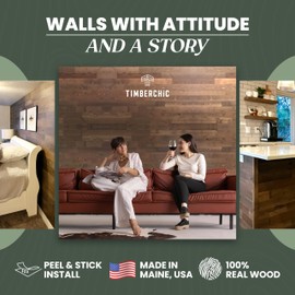 TIMBERCHiC 100% Reclaimed Wood Wall Planks - Made in USA - Peel-and-Stick Wall Panels for Interior Decor - DIY Accent Wall Panels, Freestone (3" x 10 Sq Ft)