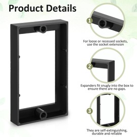 YQQYG 3 Pcs 1/2" Single Gang Receptacle Electrical Box Extender, Black Electric Box Extender with 6 Screws for Electric Box and Electric Outlet Switches
