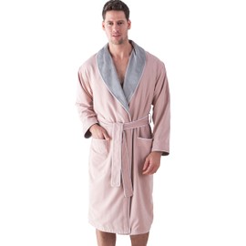SEYANTE Plush Lined Microfiber Unisex Warm Spa Robe - Luxury Hotel Robe, Spa Bathrobe (Pink, Large)