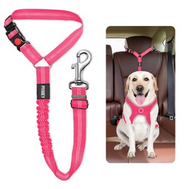 Dog Seat Belts For Cars Uk Headrest Dog Car Seat Belt Adjustable Dog Car Harness Pet Seatbelt Anti Shock Elastic Puppy Restraint Strong Leash Leads For Dogs Safety (PINK)