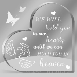 Memorial Bereavement Infant Gifts, Sentimental Gifts for Mothers, Remembrance Gifts with Sympathy Condolence, Heart Shaped Acrylic Desk Sign, Memorial Bereavement Sympathy Gifts for Loss of Baby