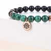 COAI Yoga Bracelet with Lotus Flower Charm, Schorl Malachite, malachite