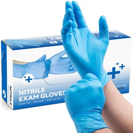 Epecnic 6 Mil Nitrile Gloves, Disposable Powder & Latex Free Food Safe Exam Gloves for Cooking, Cleaning, Medical, Blue, Medium, 100-Count