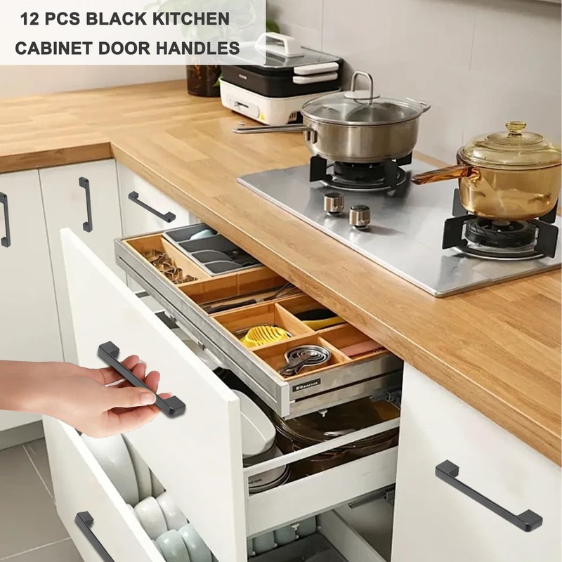 lbxtswpl Kitchen Cabinet Handles, 12PCS Cabinet Handles, Brushed Satin Nickel