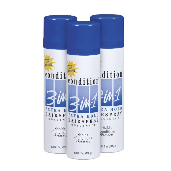 Condition 3-in-1 Extra Hold Unscented Hairspray, 7 Ounce (Pack of 3) (TN04019V1)