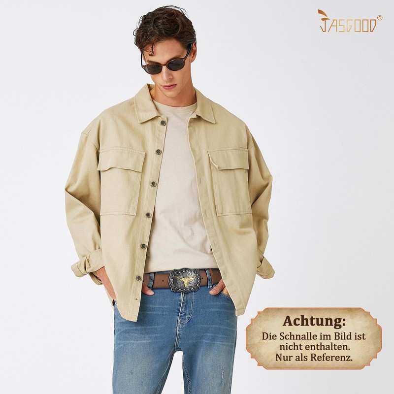 JasGood Western Leather Men's Belt (without Buckle), 3.8 cm Width,