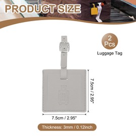 PATIKIL Suitcase Tags, Grey Square Leather Luggage Name Tags Airplane Travel Business Trip Essentials with Private Protection for Flying Hotel Check in Luggage Bags Men Women, 2 Pcs
