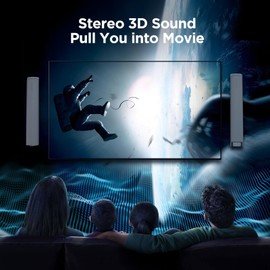 Assistrust Sound Bar for Smart TV,90W Soundbar with Bluetooth/ARC/Optical/AUX Connect, Auto Volume Boost, 3 Customizable Equalizer Modes, 2 in 1 Detachable Soundbar for TV/PC/Gaming/Projectors