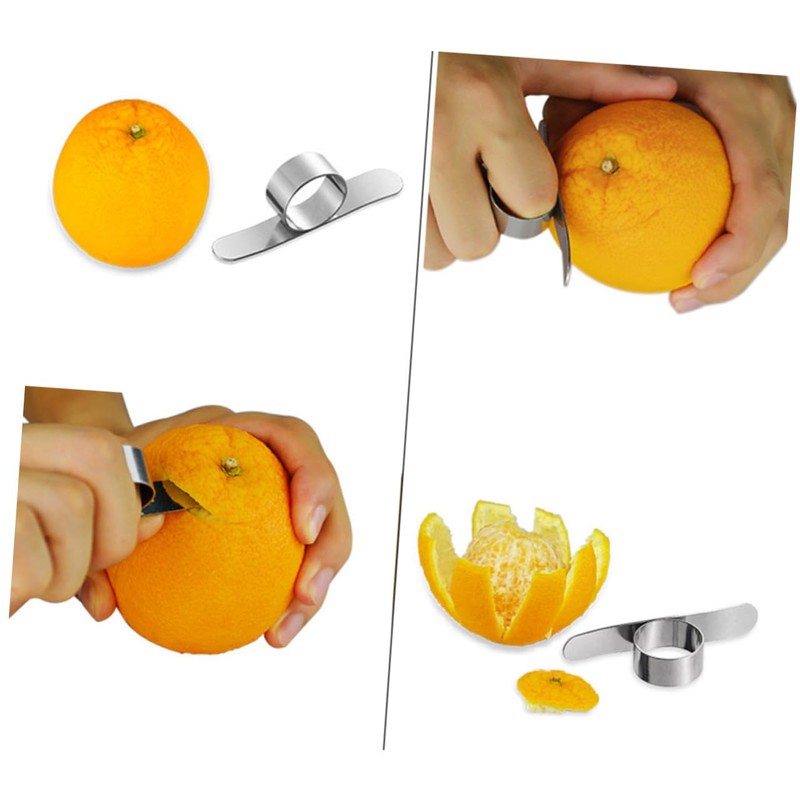 Mikinona 5pcs Stainless Steel Ring Shaped Orange Peeler Easy Citrus