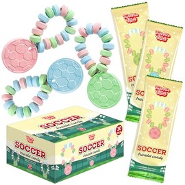 30 Pack Soccer Bracelet Candy – Individually Wrapped Candies – Strawberry, Tutti Frutti Delicious Flavors – Bulk Candys Great Use For Fifa World Cup, Party Favors , Sports, Snacks, Goodie Bags , Soccer Team Treats