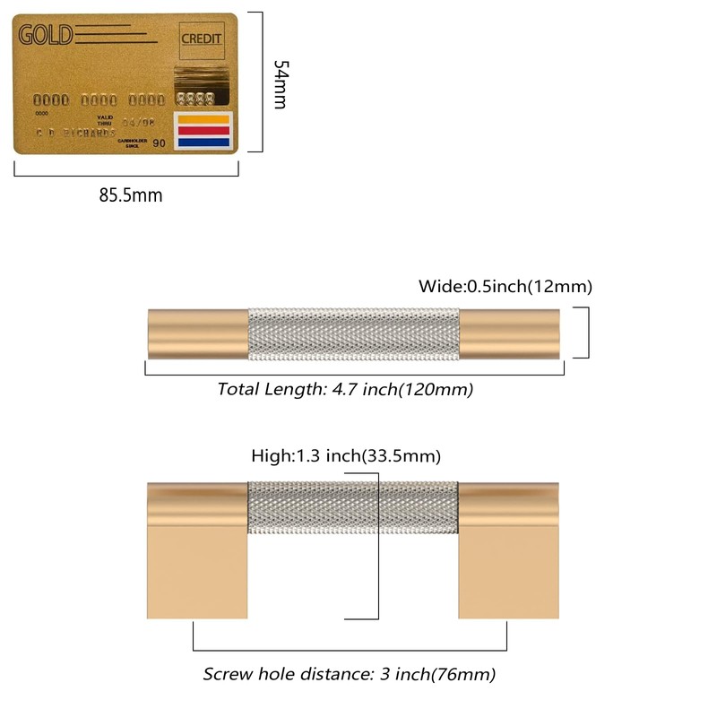 Coinkoly 10 Pack 3"(76mm) Brushed Satin Nickel and Champagne Bronze