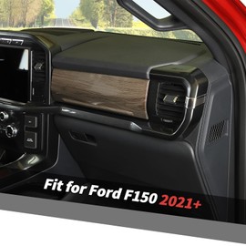 Jimen Compatible with Ford F150 2021-2024, Center Console Co-Pilot Storage Box Panel Cover Trim (Wood Grain)