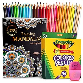 Colored Pencils with Adult Coloring book- Colored Pencils for Adult Coloring 50 Count | Coloring Books with Coloring Pencils. Premium Artist Coloring Pencils with coloring books for adults relaxation.