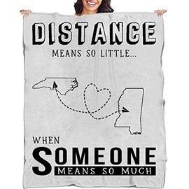 NC MS Distance Gift for Mom, from Daughter/Son Living Away Family - Distance Means So Little When Someone Means So Much NC MS - Soft Fleece Throw Blanket 50x60''