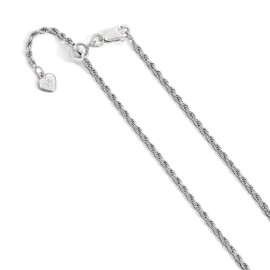 Solid Sterling Silver 2.25 mm Adjustable Rope Chain Necklace 30" - with Secure Lobster Lock Clasp
