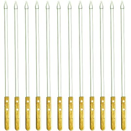 Voniel 23.5 Inch Extra Long Large Kabob Skewers,12pcs Flat Wide Stainless Steel BBQ Skewer,Reusable Barbecue Stick for Grilling,Metal Heavy Duty Thick Kebab with Wooden Handle with Bag.