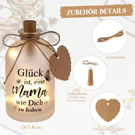 BBTO BBTO LED Flaschenlicht Geburtstagsgeschenk fr Mama Mutter Oma von Kindern Glck Ist Es Eine Mama Wie Dich zu Haben Flaschenlicht Muttertagsgeschenke Liebevoll Flaschenlicht mit Spruch Geschenk