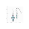 Sterling Silver Rhodium-plated Polished Imitation Turquoise Cross Earrings