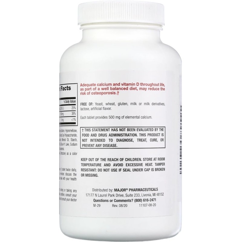 Major Oyster Shell Calcium with Vitamin D3 500 mg /