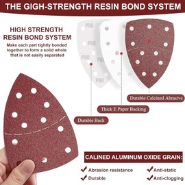 Triangle Sanding Pads 20 PCS, Sander Pads Sheets Durable Dust-Free 11Holes Mouse Sander Sandpaper Hook and Loop 40/60/80/120 Grits (20)