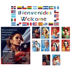 1step2dream Inspirational Spanish English Hispanic Heritage Month Posters for Classroom | Motivational Posters for Classroom | Bulletin Board Decor | School Decorations 15pcs