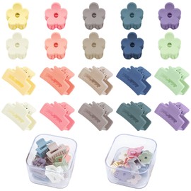SuPoo 20 Pack Small Hair Claw Clips Hair Clips for Thin Hair 1.1" Mini Flower Hair Clips Tiny Baby Claw Clips Hair Accessories for Girls School Gift with Box Rectangle Claw Clips for Short Hair