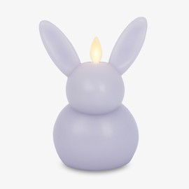 Luminara Easter Bunny Candle- Gentle Lavender 3.2" x 3.2" x 5.1"- Flameless Real-Flame Holiday-Inspired Decor- AA Batteries- Flickering LED Flame