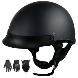 XINGSILUC Motorcycle Helmets, Half Helmet Motorcycle Suits Men Women, ATV Helmet for Youth Adult with Gloves and Masks, DOT Approved(Matte Black-L)