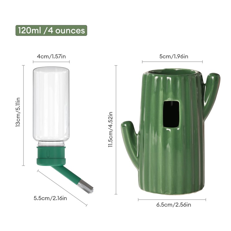 BUCATSTATE Cactus Ceramic Leakproof Hamster Water Bottle Guinea Pig Water