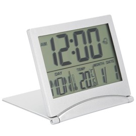 Alarm Clock, Table Clock, Digital Calendar, Wall Calendar, Temperature and Humidity, 3.3 x 3.1 x 0.5 inches (8.5 x 7.8 x 1.3 cm)
