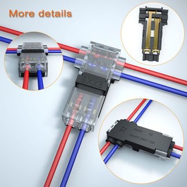 Low Voltage Wire Connector No Wire-Stripping Required T Type 2 Pin Wire Splice Connectors for Lighting Toy Audio Vehicle Audio Automotive Video Uses (JXB-T2 25pcs)
