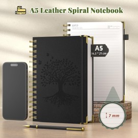 Smarpau Notebook A5 Journals, Hardback Wirebound Spiral Notebooks, 100gsm Thick Paper, 240 Pages Notepad for Women Men Work School Travel, 14.5 x 21cm - Black