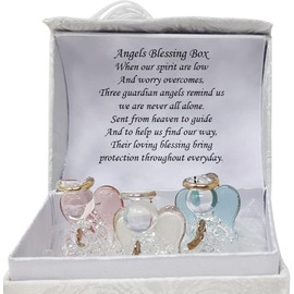 3 Guardian Angel Figurines with Blessing Box, 15 x 12 x 7 cm, Gift Idea