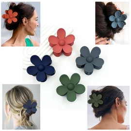 4 WOODLAND DAISY Hair CLAW CLIPS -HAIR TIES, Ponytail HAIR BOBBLES, Hair BANDS, Large CLAW CLIPS (4 WOODLAND)