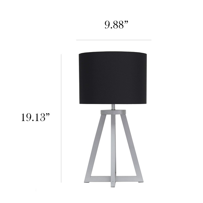 Simple Designs LT1069-GYB Interlocked Triangular Wood Fabric Shade Table Lamp,