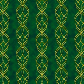 Christmas Stripe, Light Green, Metallic Gold Intertwining Stripes, Dark Green, Fabric, Blooming Holidays, Hoffman, X7792H-60G, by The Yard