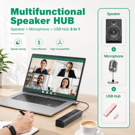 Cykvis 3 in 1 USB Computer Speaker with Microphone, PC Laptop Desktop Conference Speaker with Mic for Smart Home Office and Online Study，360 Degree Enhanced (4-Vintage Type-c)