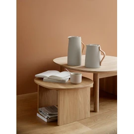 Stelton Emma Tea Insulated Jug - Insulated Plastic Teapot with Lid and Stainless Steel Thermal Insert - Modern Design, Clever, Integrated Infusion Filter & Beech Wood Handle - 1 Litre, Soft Sand
