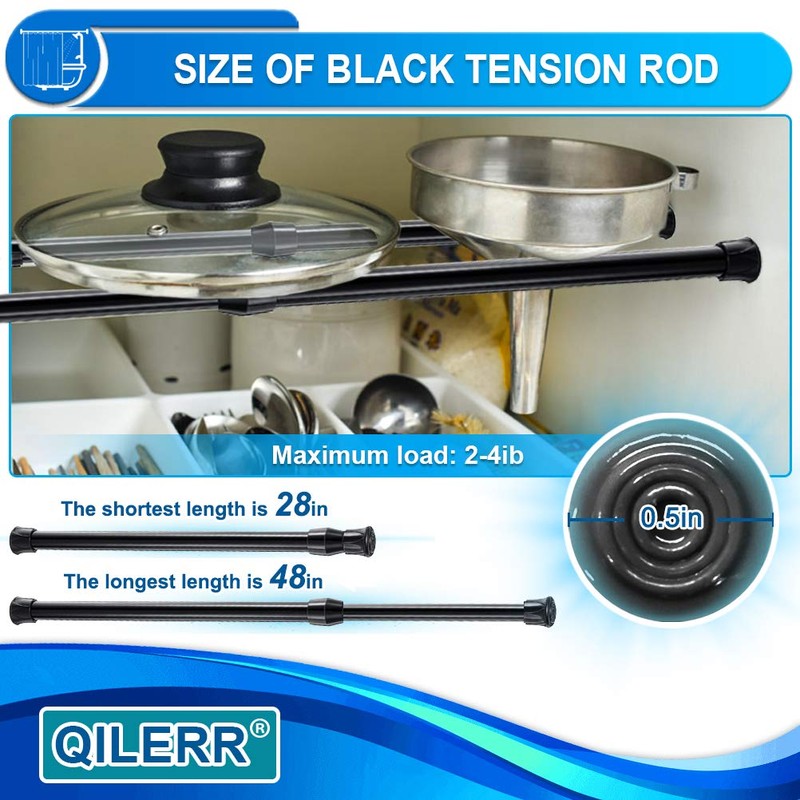 QILERR Tension Rods 28 to 48 Inches 6 Pack Adjustable