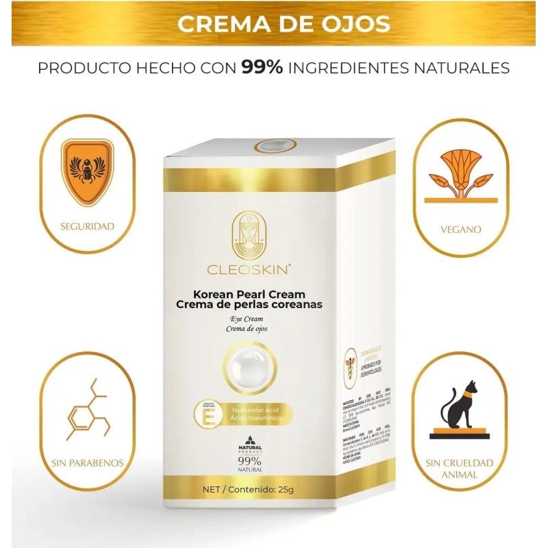 Crema De Perlas Coreanas. Con Vitamina E Y Ácido Hialurónico