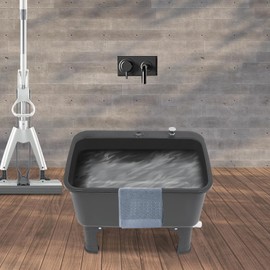 Freestanding Floor Mop Sink,Commercial Mop Sink,Plastic Mop Basin Household Mop Buckets for Balcony Bathroom Kitchen Restaurant Business Outdoor (Large - Black)