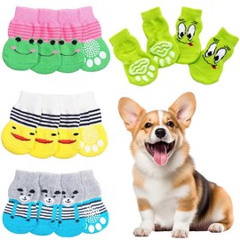 COYUN Pack of 16 Indoor Non-Slip Socks for Dogs, Paw Protectors, Dog Socks, Paw Protection, Indoor Warm Pet Protection for Small