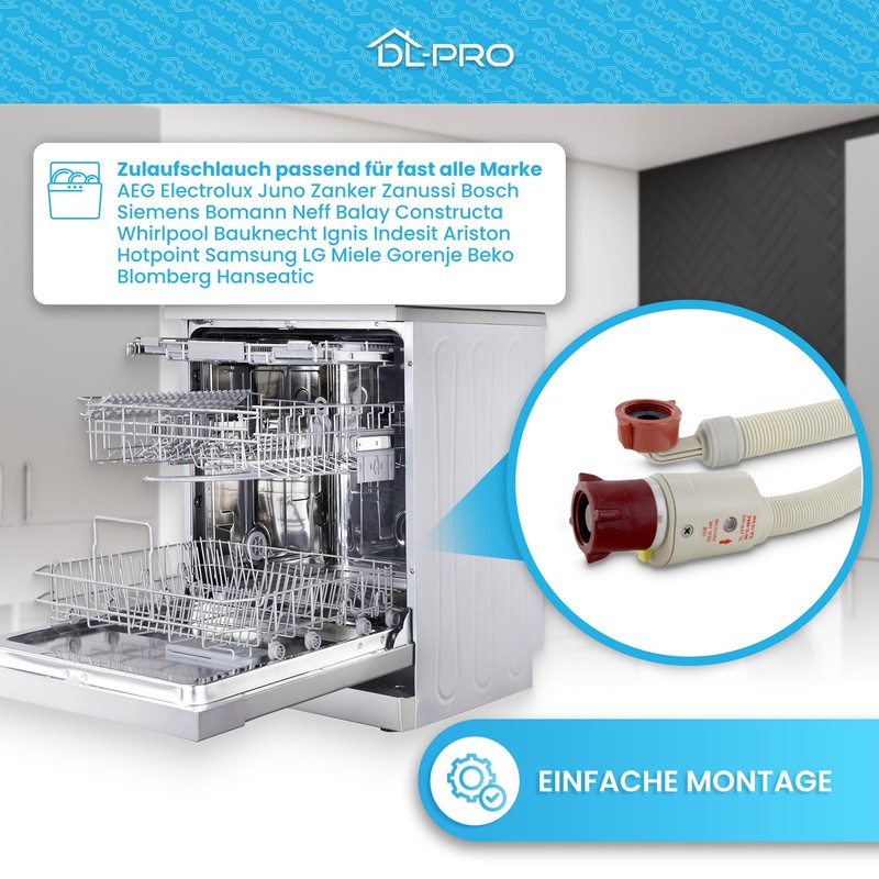 DL-pro Inlet Hose 2.5 m Universal Aquastop Hose Water Hose