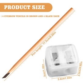 Nizirioo Eyebrow Pencil, Waterproof Microblading Eyebrow Pencil, Pack of 12 Wooden Eyebrow Pencils, Eyebrow Pencil with Eyebrow Pencil Sharpener for Women, Natural, Long-Lasting Result