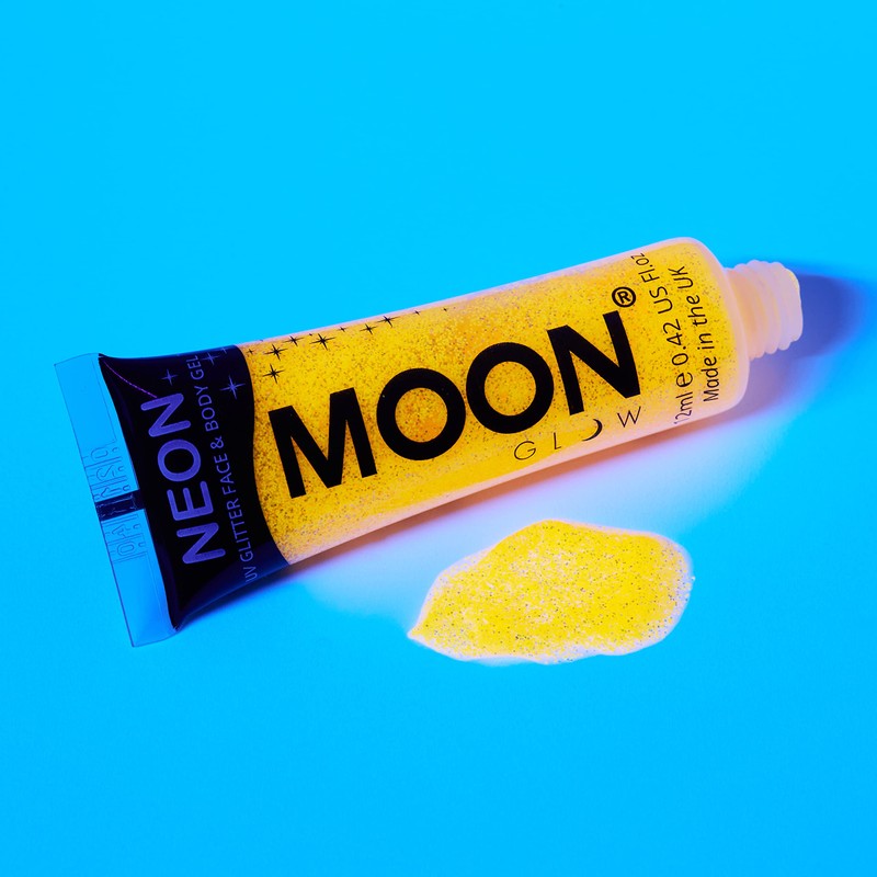 Moon Glow, Neon-UV-Glitzer-Gesichts- und Körpergel, Glitzer-Gesichtsfarbe (Rubinrosa, 12 ml (1